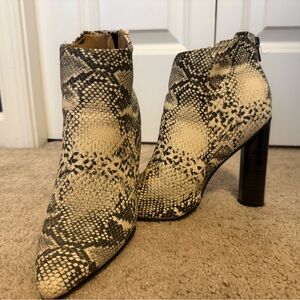 Women's High Heeled Snakeskin Ankle Boots